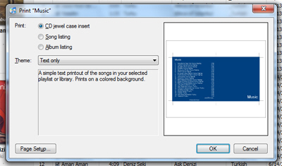 Print from iTunes: CD jewel case, song listing, album, or playlist