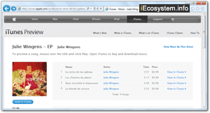 iTunes Store link accessed inside a standard web browser on Windows 7