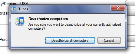 Deauthorize all computers associated with your iTunes account