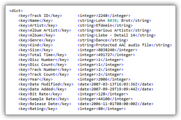 iTunes exported playlists in XML