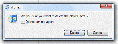 Deleting an iTunes playlist