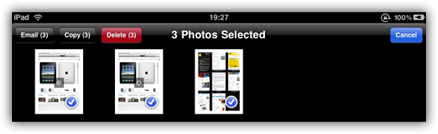 Multiple photos (several images) selected on your iPad