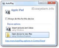 Plug in iPad as storage device in Windows 7 / Vista / XP