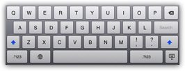 iPad keyboard with Caps Lock enabled, and all-caps typing turned on