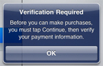 iTunes Store "Verification Required" error message on iPad