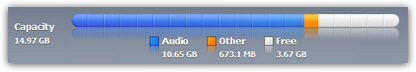 Disk space usage on your iPod nano, in iTunes