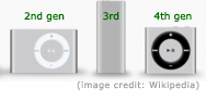 Current generation iPod shuffle and previous versions