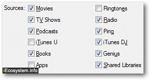 Add or remove items from the iTunes left sidebar