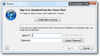 Create an iTunes account or sign in with your Apple ID