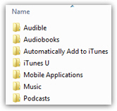 Sample content of the iTunes music and media folder