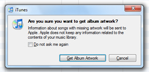 iTunes about to fetch album artwork from the iTunes Store
