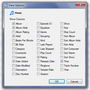 View Options in iTunes