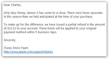 Automatic credit refund from the iTunes Store