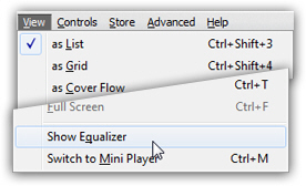 Keyboard shortcut for the iTunes equalizer